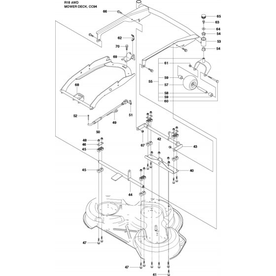 Cutting Deck Assembly for Husqvarna Rider 18 AWD Ride on Mowers