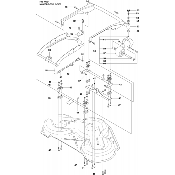 Cutting Deck-2 Assembly for Husqvarna Rider 18 AWD Ride on Mowers