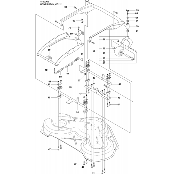 Cutting Deck-4 Assembly for Husqvarna Rider 18 AWD Ride on Mowers