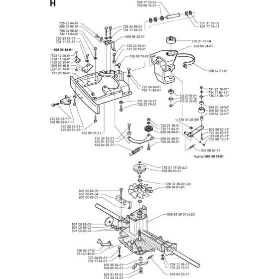 Transmission Assembly for Husqvarna Rider 850 HST Ride on Mowers