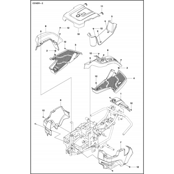 Cover-1 Assembly for Husqvarna Rider Battery Ride on Mowers