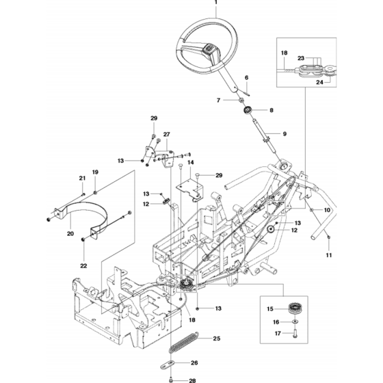 Steering Assembly for Husqvarna Rider Battery Ride on Mowers