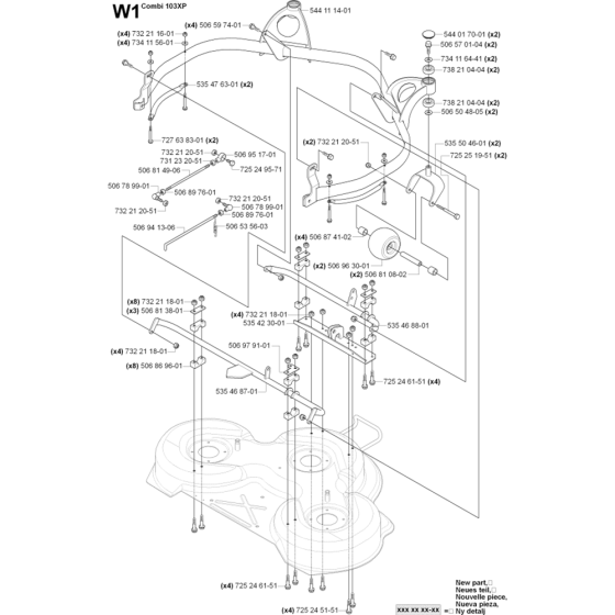 Cutting Deck 103cm-3 Assembly for Husqvarna Rider Pro 18 Ride on Mowers