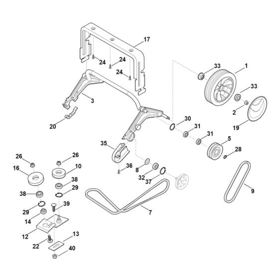 Shaft, Drive Assembly for Stihl RL 540.0 Lawn Scarifier