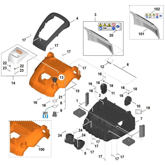 Housing Assembly for Stihl RLA 240.0 Lawn Scarifier