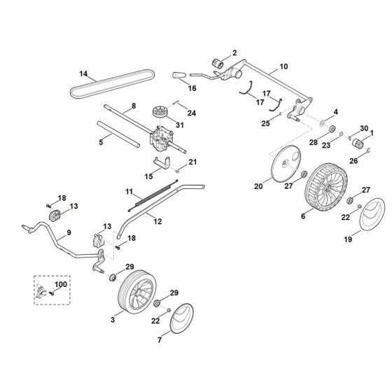 Chassis, Gear Box for Stihl RM 248.2 T Mower