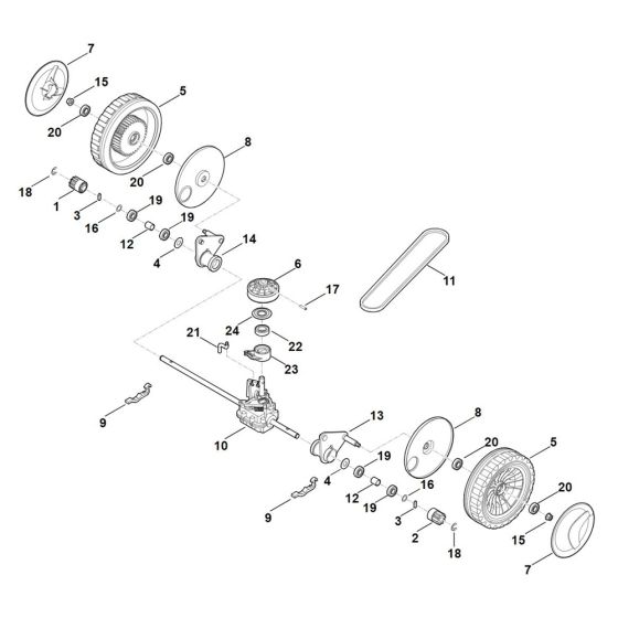 Front Axle, Gear Box for Stihl RM 4.0 RV Mower