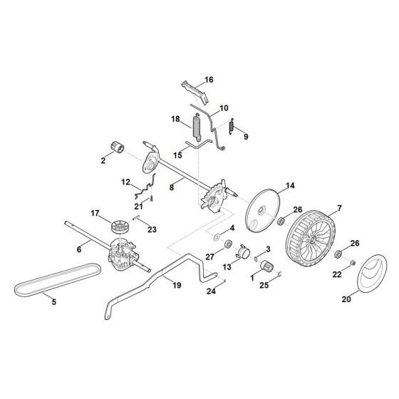 Rear Axel, Height Adjustment for Stihl RM 433.1 T Mower