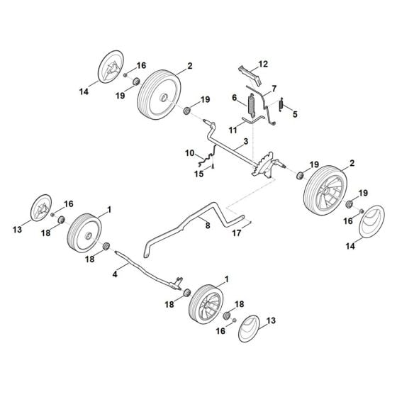 Chassis, Height Adjustment for Stihl RM 443.0 Mower