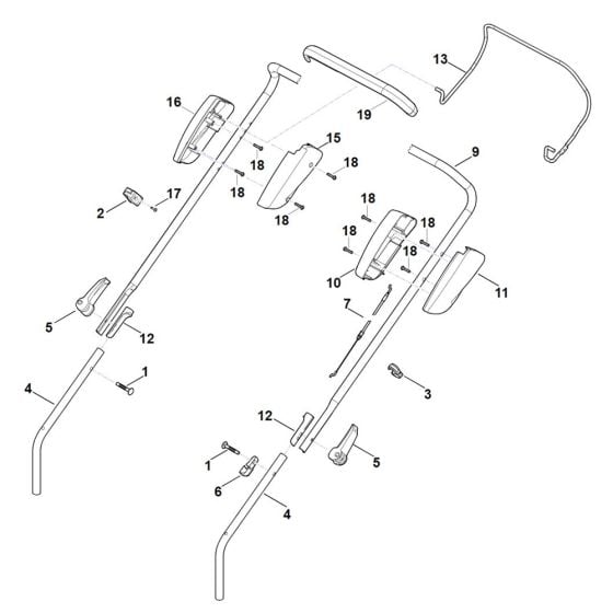 Handle for Stihl RM 443.1 Mower