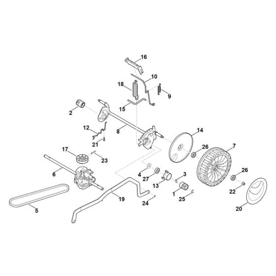 Rear Axel, Height Adjustment for Stihl RM 448.1 TC Mower