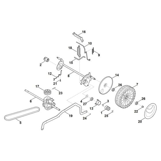 Rear Axel, Height Adjustment for Stihl RM 448.1 TX Mower