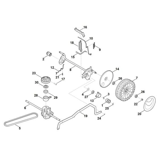 Rear Axel, Height Adjustment for Stihl RM 448.1 VC Mower