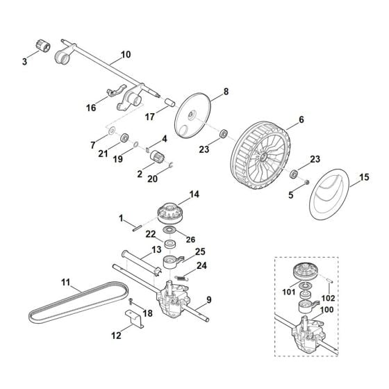 Shaft, Gear Box for Stihl RM 545.0 VE Mower