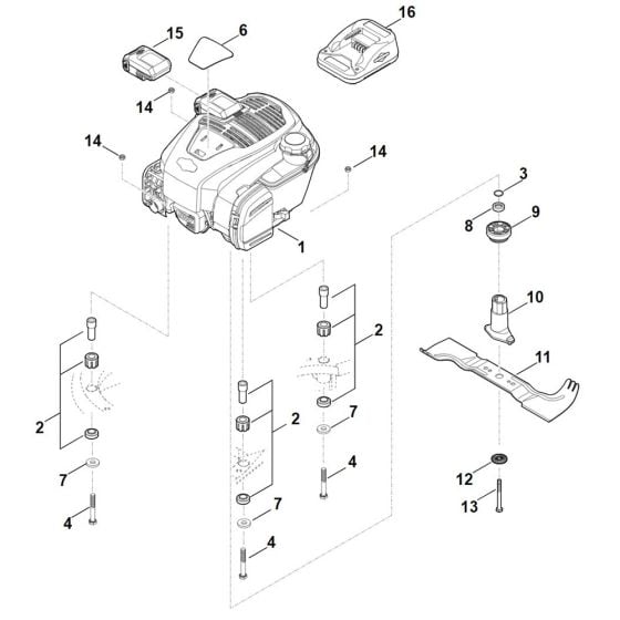 Engine, Blade for Stihl RM 545.0 VE Mower