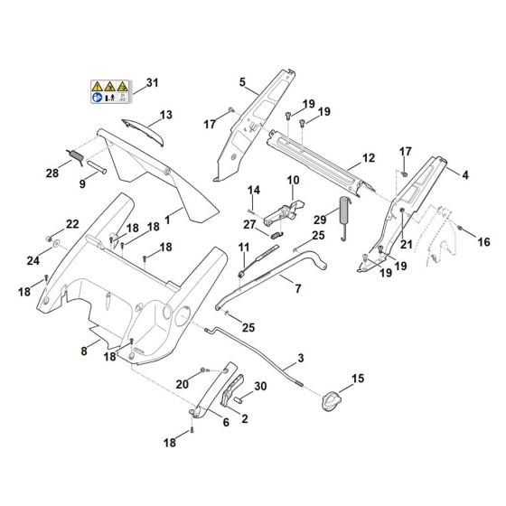 Frame, Height Adjustment for Stihl RM 545.1 T Mower