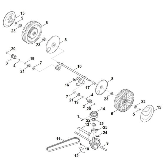 Shaft, Gear Box for Stihl RM 545.1 VE Mower