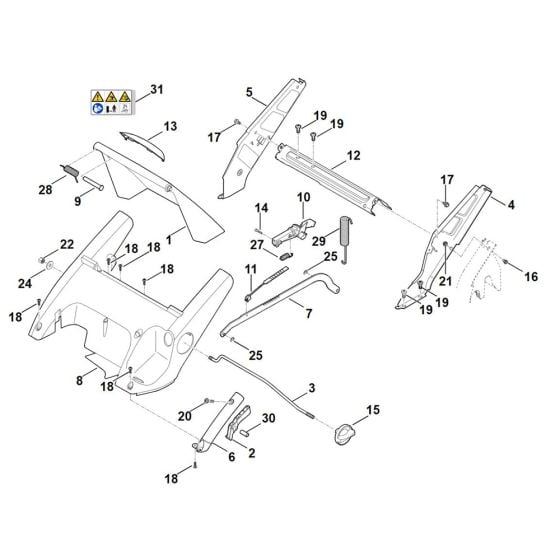 Frame, Height Adjustment for Stihl RM 545.1 VM Mower