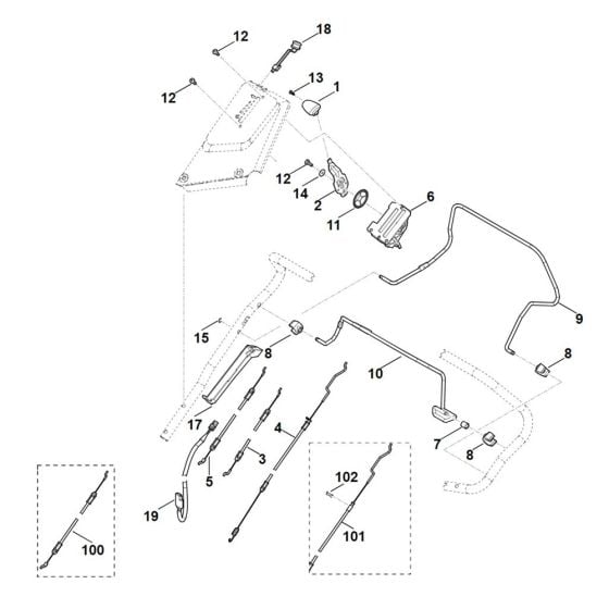 Handle Upper Part for Stihl RM 650.0 VE Mower