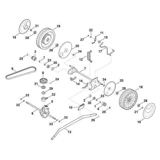 Shaft, Gear Box for Stihl RM 650.1 VE Mower