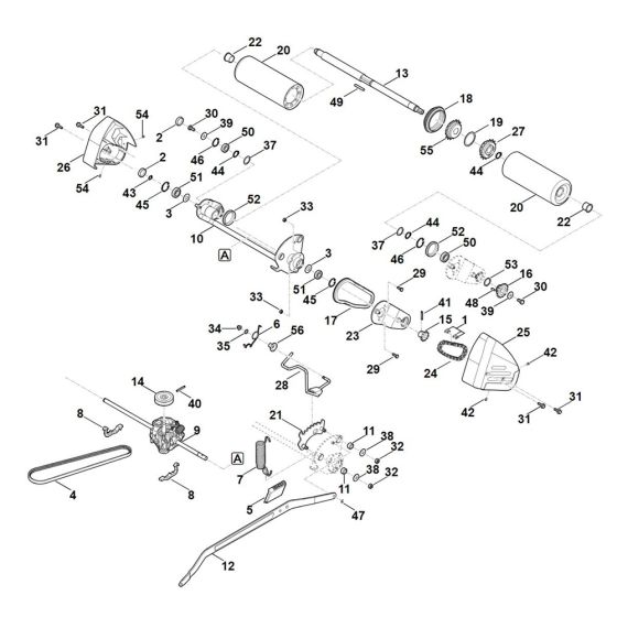 Shaft, Gear Box for Stihl RM 655.1 RS Mower