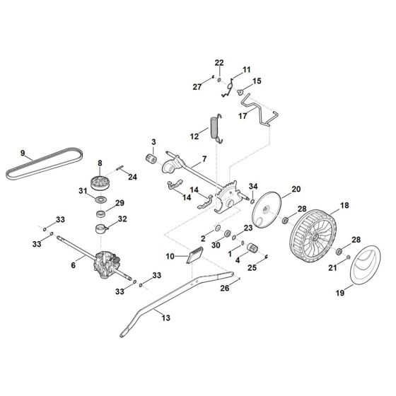 Shaft, Gear Box for Stihl RM 655.1 VS Mower