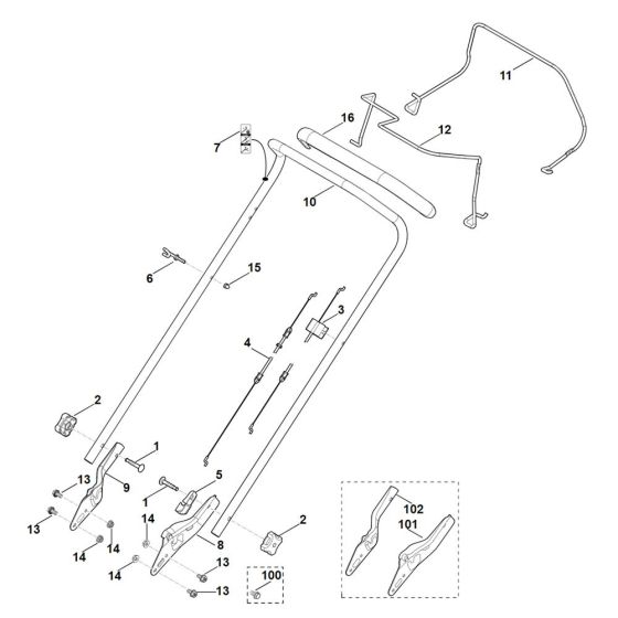 Handle for Stihl RM 253.0 T Mower