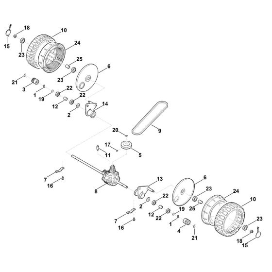 Front Axle, Gear Box Assembly for Stihl RM 4.0 RTP Mower