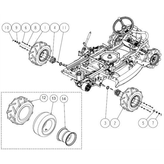 Rear Tire Assembly for OREC RM830 Mower