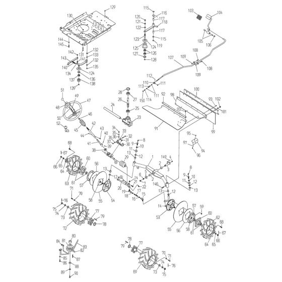 Front Axle, Wheel Assembly for OREC RM94 Mower