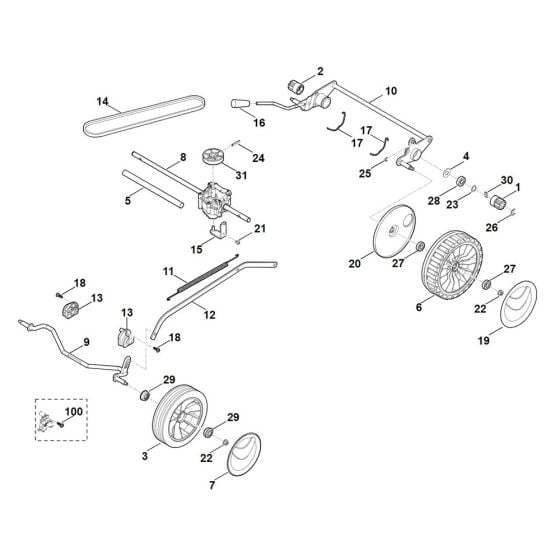 Chassis, Gear Box for Stihl RM 253.2 T Mower