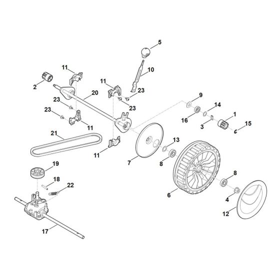 Front Axle, Gear Box for Stihl RMA 2.0 RP Cordless Mower