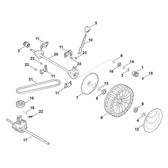 Front Axle, Gear Box for Stihl RMA 2.1 RP Cordless Mower