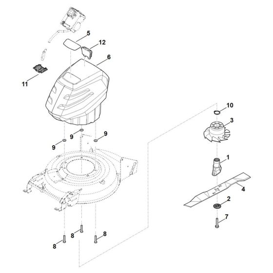 Engine, Blade for Stihl RMA 2.1 RP Cordless Mower