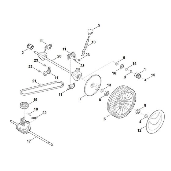 Front Axle, Gear Box for Stihl RMA 2.1 RT Cordless Mower