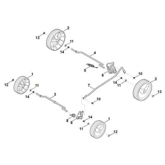 Chassis, Height Adjustment for Stihl RMA 235.1 Cordless Mower