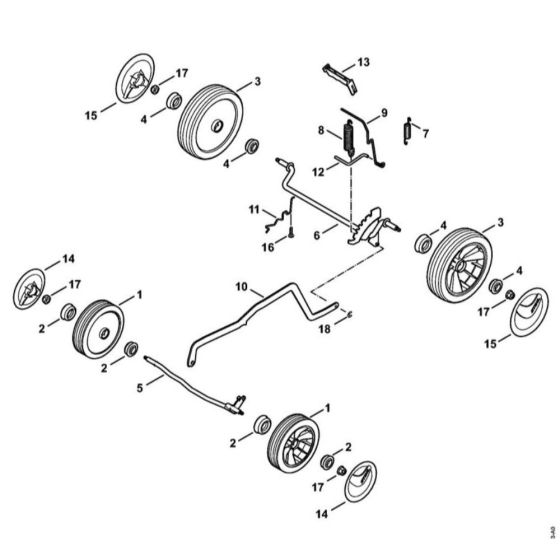 Chassis, Height Adjuster for Stihl RMA 410 C Cordless Mower