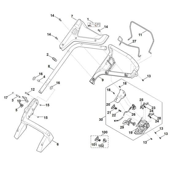 Handle for Stihl RMA 443.2 VC Cordless Mower