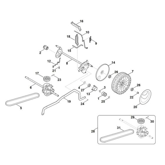 Chassis, Height Adjustment for Stihl RMA 448.0 PC Cordless Mower