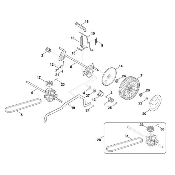 Chassis, Height Adjustment for Stihl RMA 448.1 TC Cordless Mower