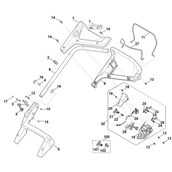 Handle for Stihl RMA 448.2 PV Cordless Mower