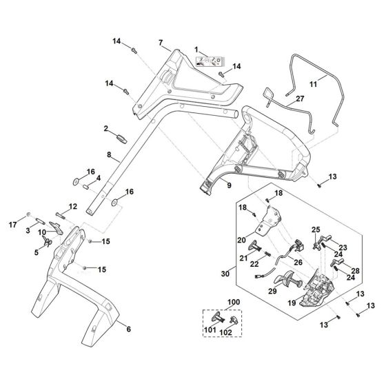 Handle for Stihl RMA 448.2 VC Cordless Mower