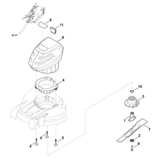 Engine, Blade for Stihl RMA 448.2 VC Cordless Mower