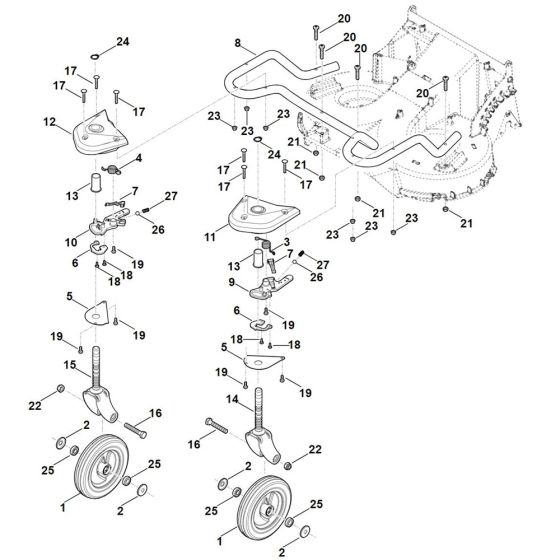 Front Height Adjustment, Front Wheel for Stihl RMA 765.0 V Cordless Mower