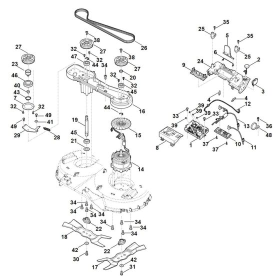 Electronics, Blade, Motor for Stihl RMA 765.0 V Cordless Mower