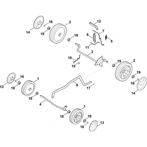 Chassis, Height Adjustment for Stihl RMA 443.0 Cold Pressure Washers.