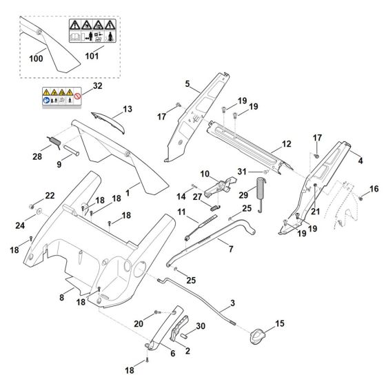 Frame, Height Adjustment for Stihl RME 545.0 C Electric Mower