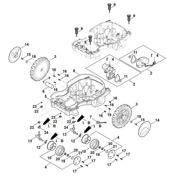 Lower Housing, Chassis for Stihl RMI 422.1 Robotic Mower