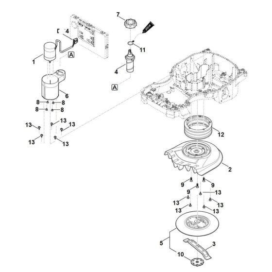 Mowing Deck, Height Adjustment for Stihl RMI 422.1 Robotic Mower