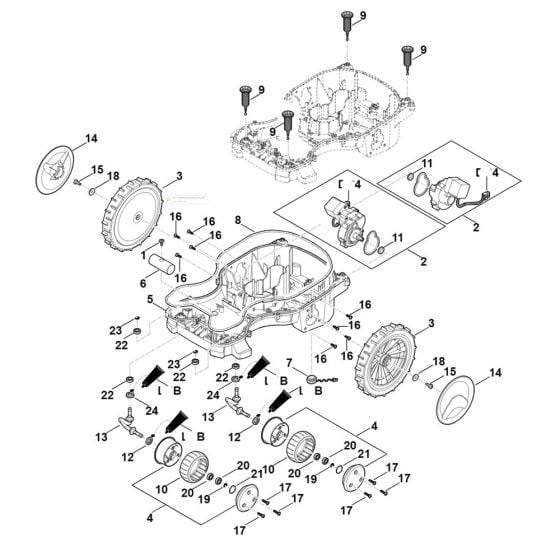 Lower Housing, Chassis for Stihl RMI 422.1 P Robotic Mower